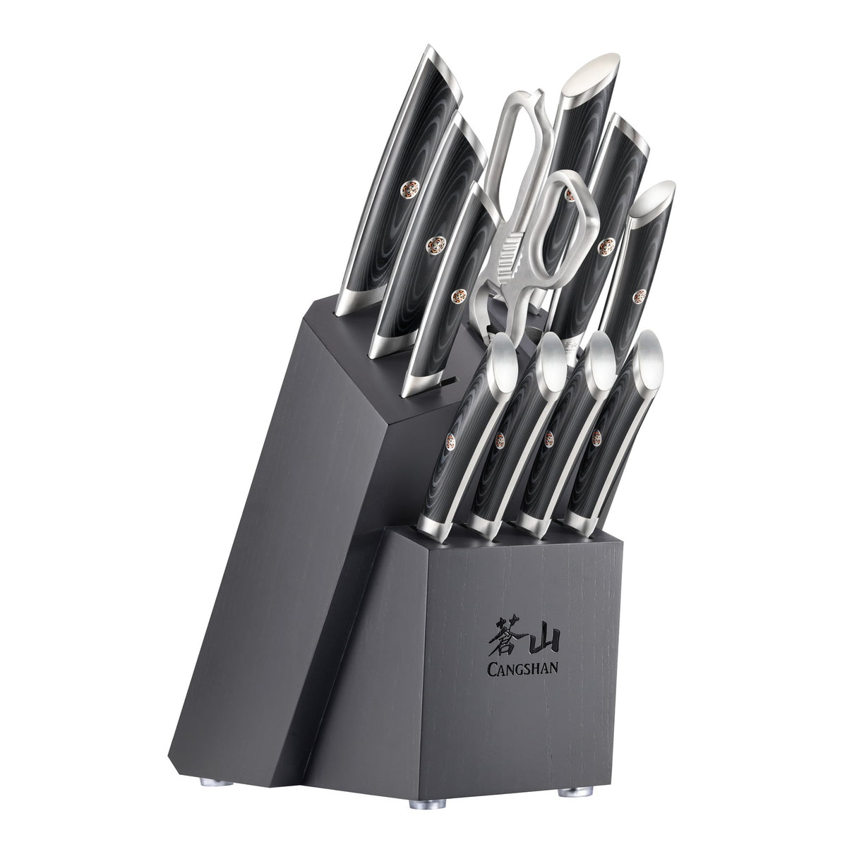 KURO 12-Piece Knife Block: Damascus Steel | Cangshan Cutlery