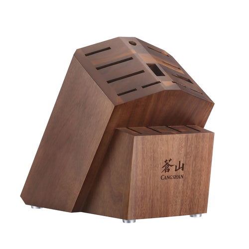 Empty Knife Block, 16-Slot Organizer, Angled Top, Acacia, 505576