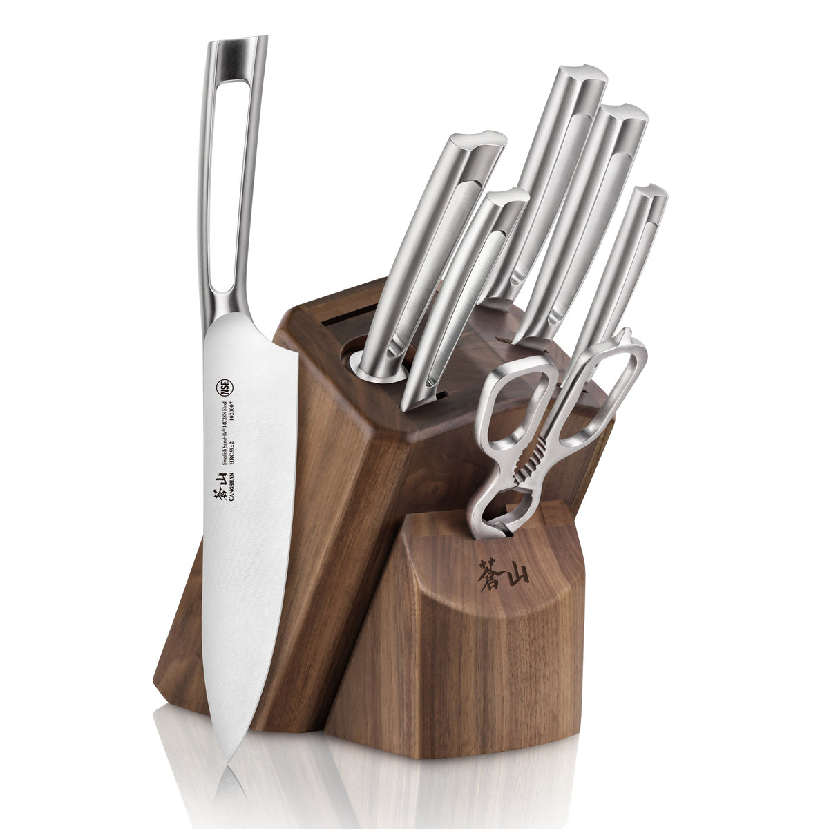 Global 8 Piece Knife Set with Walnut Block