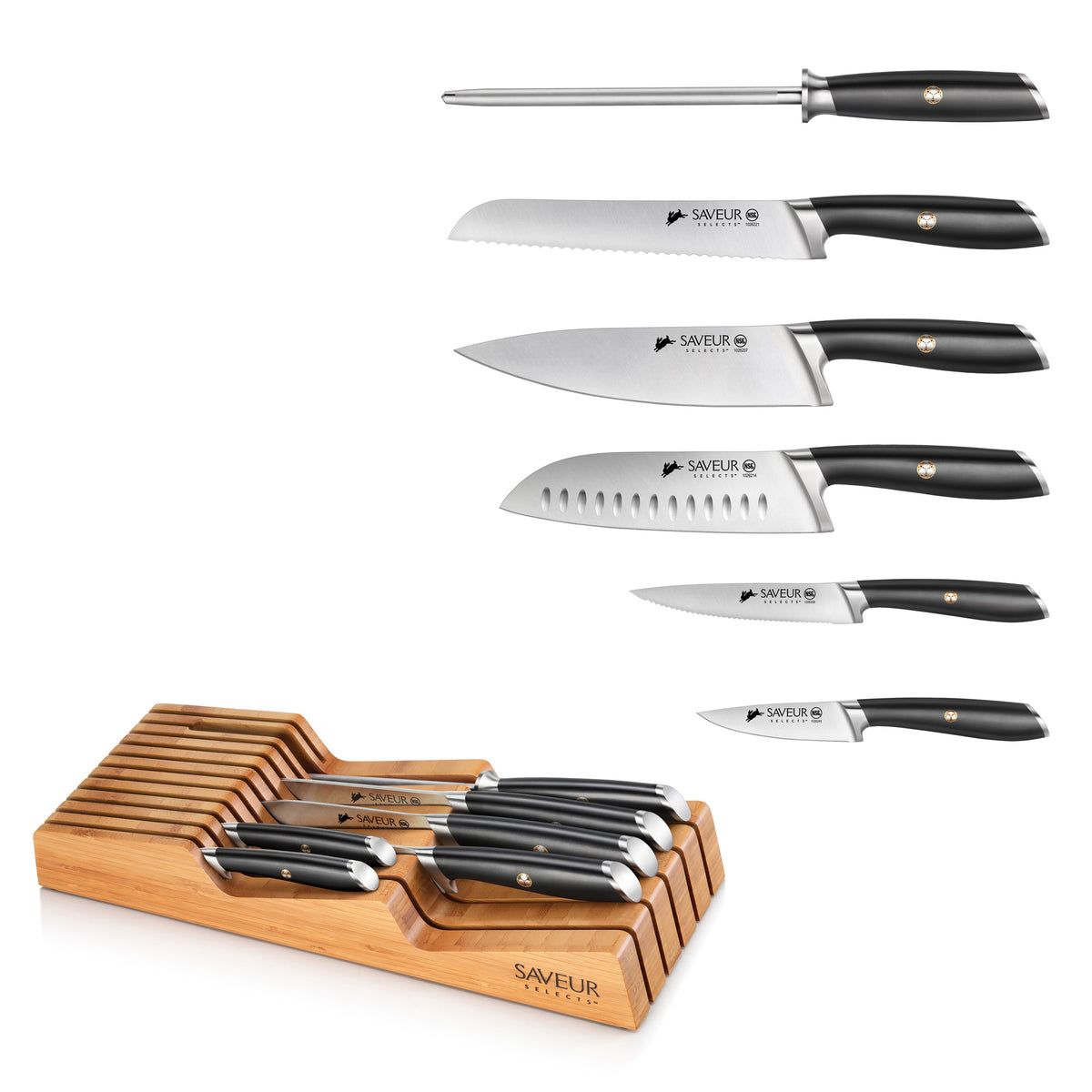 Saveur Selects 6-Piece Knife Set with Bamboo in Drawer Storage