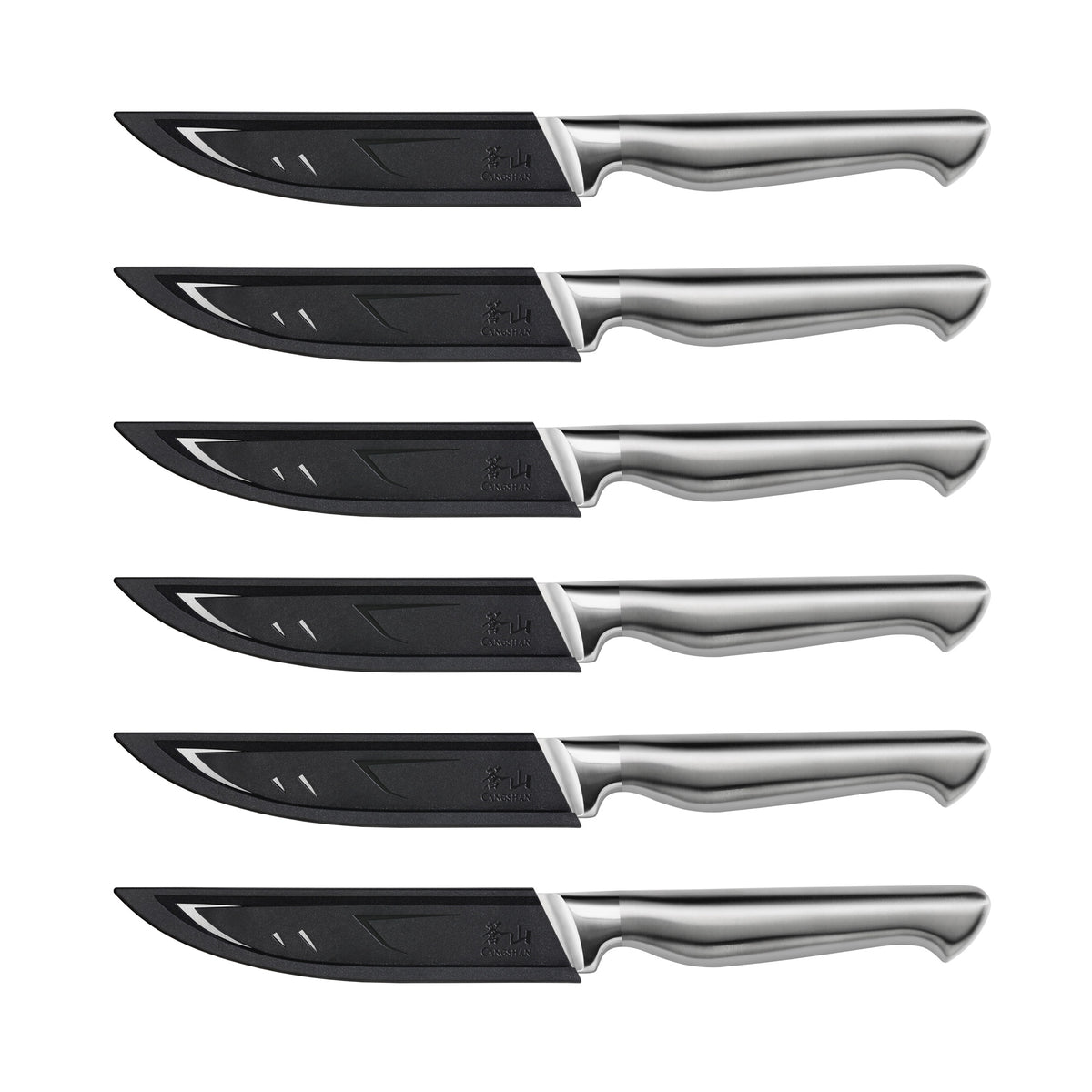 Hudson Essentials Steak Knife Set of 6 - Serrated German Steel Blade a