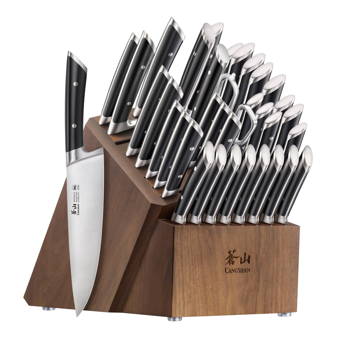 OLYMPUS Series 36-Piece Block Set, Forged German Steel, Black