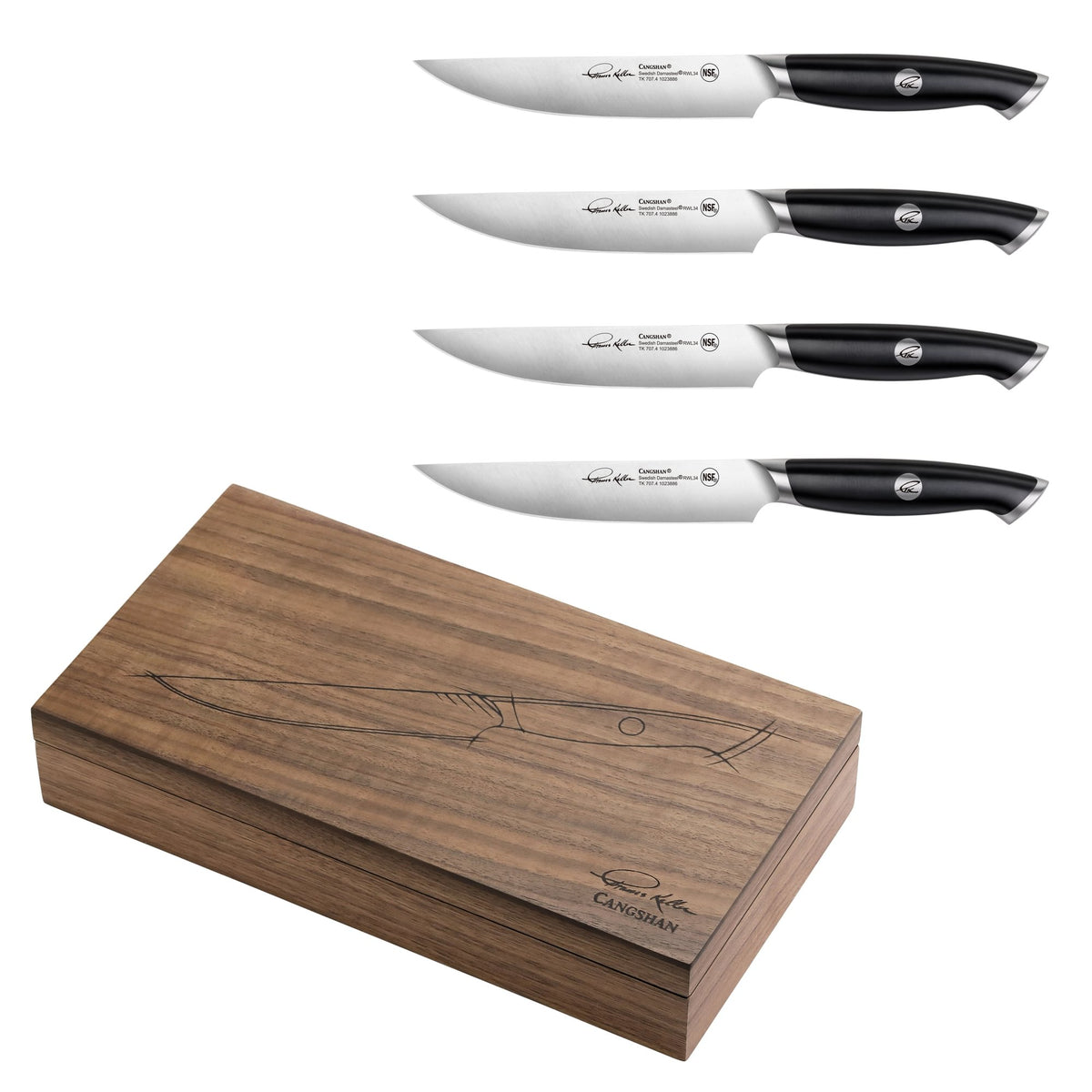 TKSC 4-Piece 5-Inch Steak Knife Set, Forged Swedish Powder Steel