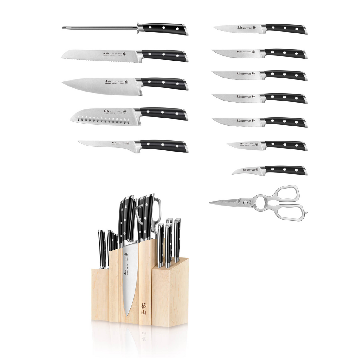 H Series 10-Piece Knife Block Set, Forged German Steel, Acacia Block,  1026160  Подставка для ножей, Деревянные подставки, Дерево