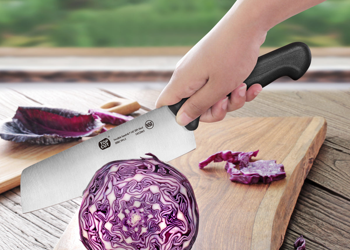Top Cut P2 Series 7Inch Nakiri Vegetable Cleaver, Swedish 14C2