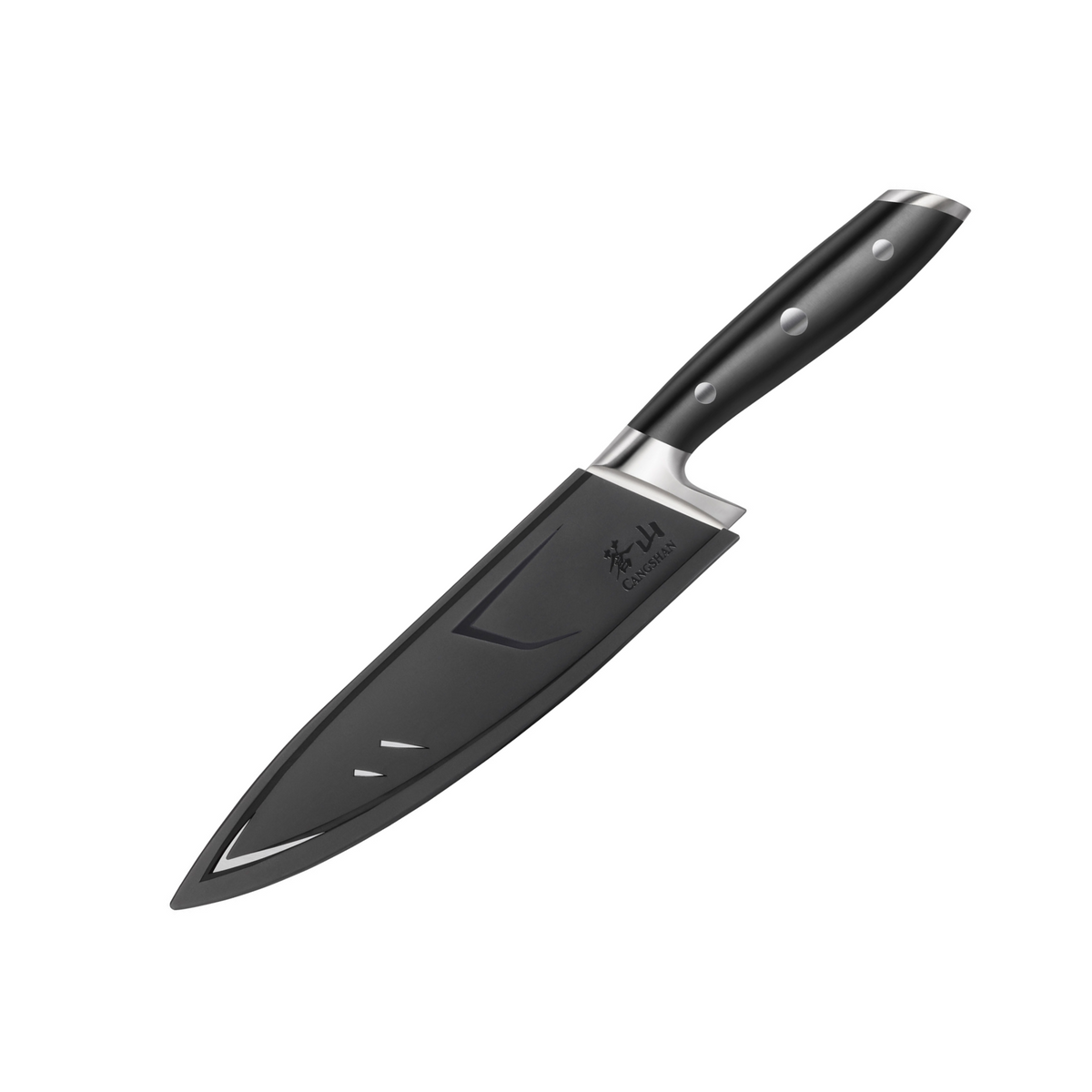 Cangshan Alps Series 502735 German Steel Forged 8-Inch Chef's Knife with Sheath, Black