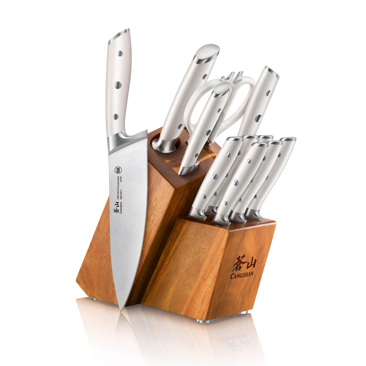 ALPS Series 12-Piece Knife Block Set, Forged German Steel, Acacia