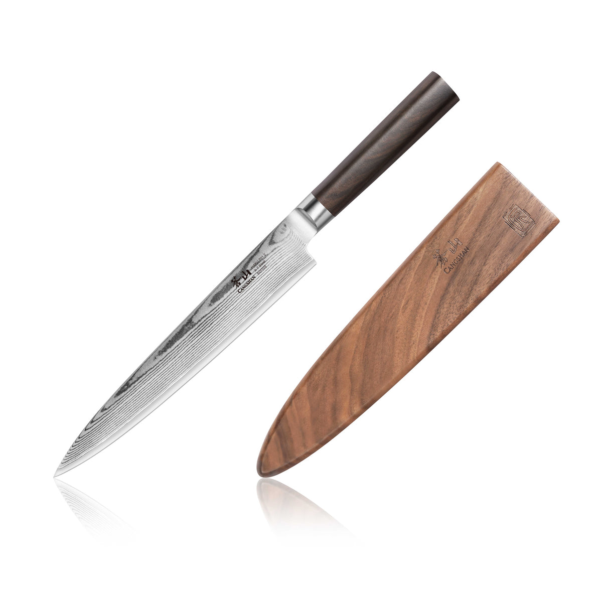 TSJ×HAKU BLACK×SILVER HAKU Series 8-Inch Sashimi Knife with Sheath, Forged X-7
