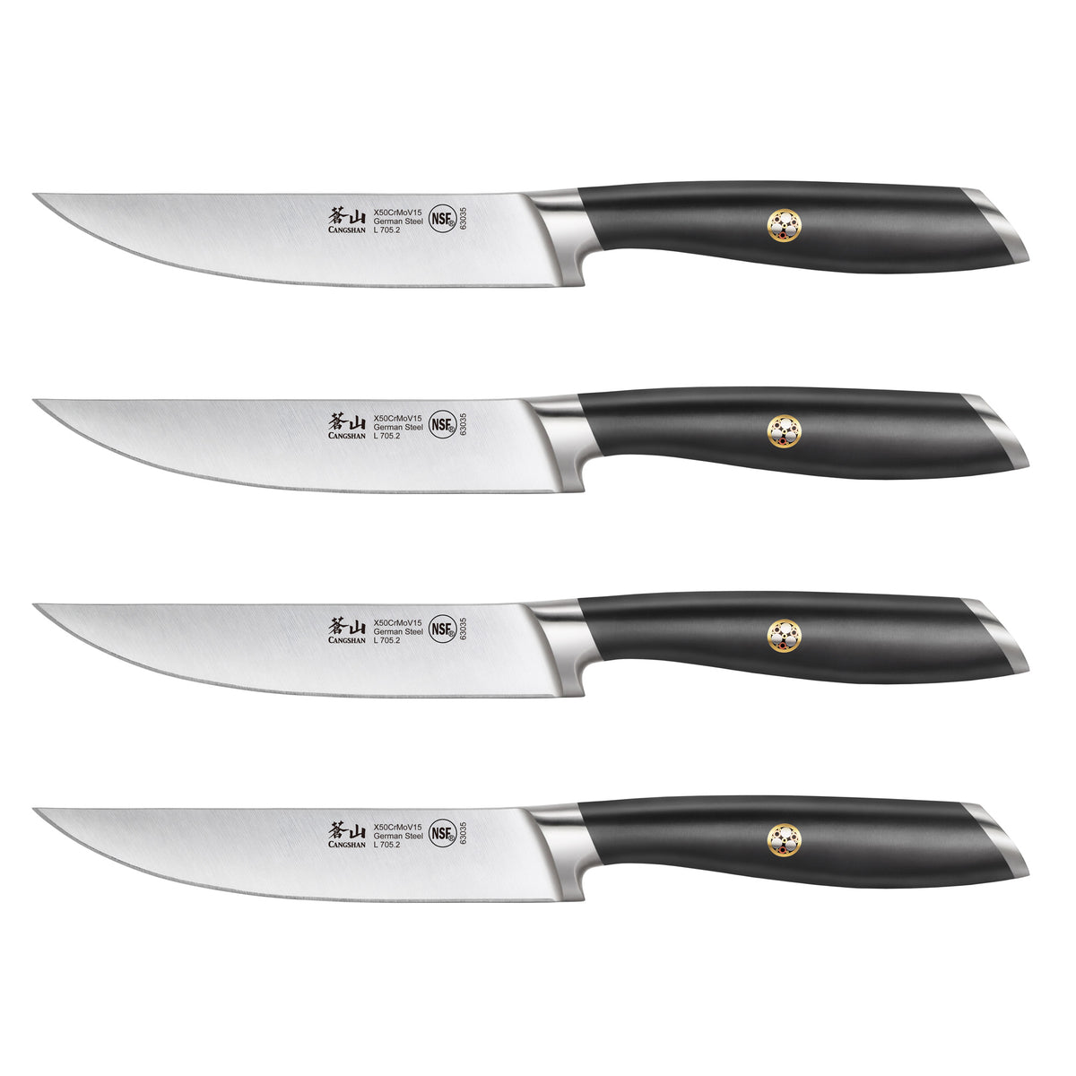 L Series 4-Piece Fine-Edge Steak Knife Set, Forged German Steel, Black –  Cangshan Cutlery Company
