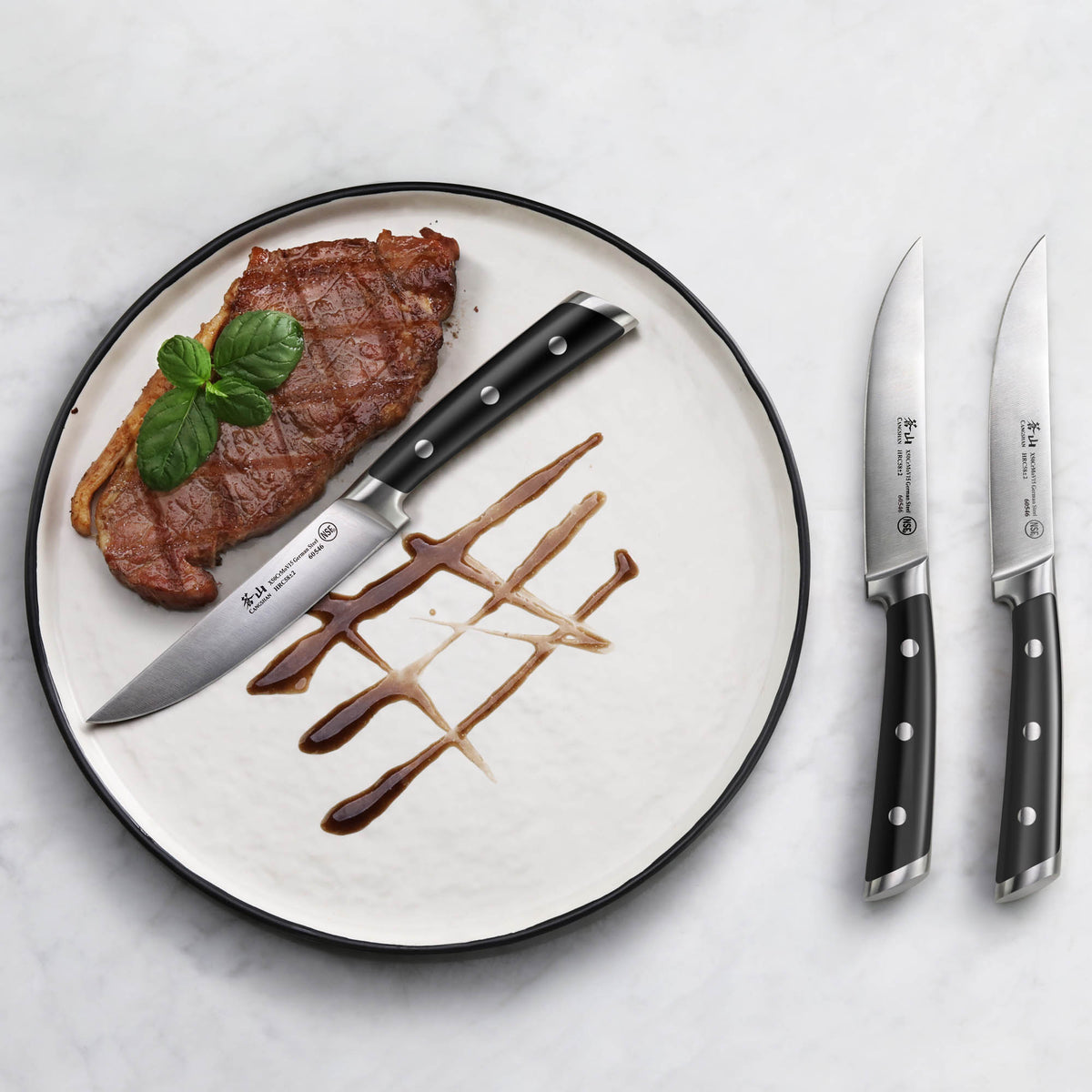 Cangshan S Series 1020359 German Steel Forged 4-Piece Steak Knife Set