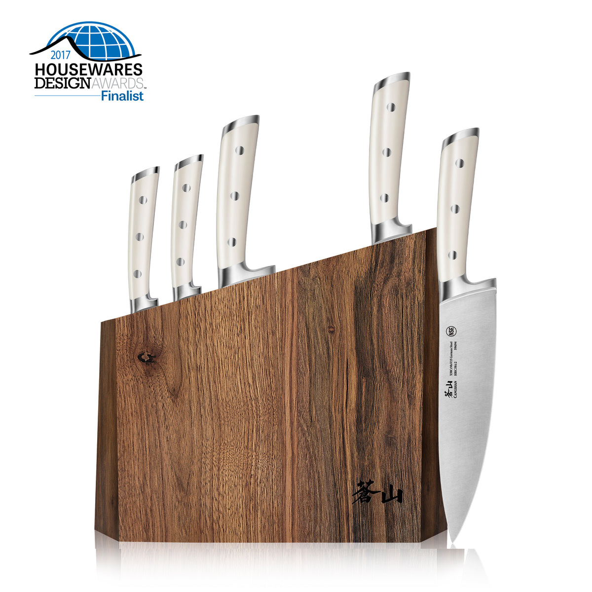 Cangshan L1 Series White 1026078 German Steel Forged 12-Piece Knife Block  Set with 6 Steak Knives, Acacia Block