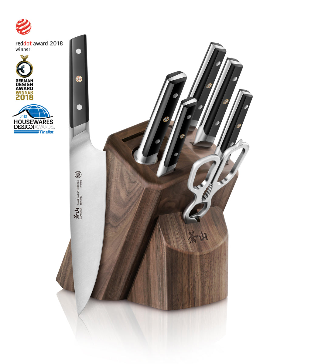 Cangshan Rain II Series 8-Piece Stainless Steel Forged Steak Knife Set in Bamboo Storage Chest