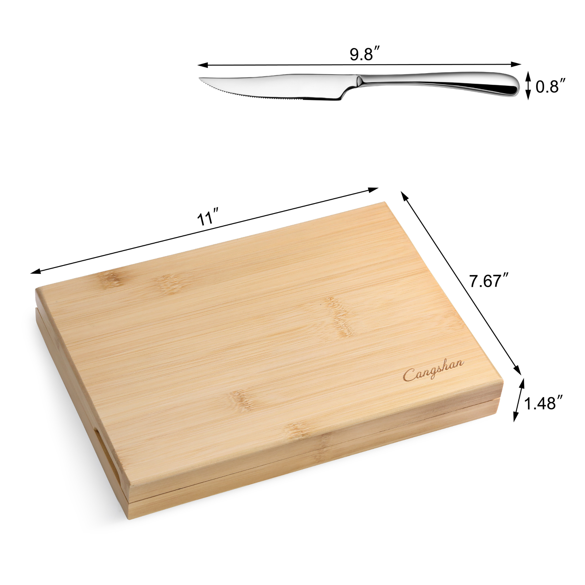 RAIN II Series 8-Piece Forged Steak Knife Set, 420 Stainless Steel in Bamboo Storage Box, 1027044