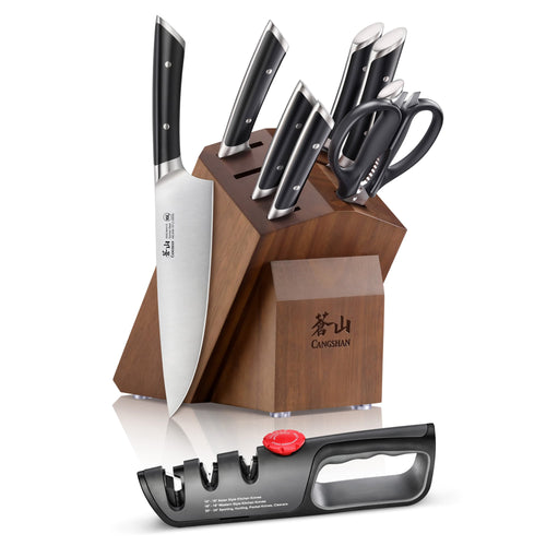 HELENA Series 10-Piece Knife Block Set, Forged German Steel, Acacia Block