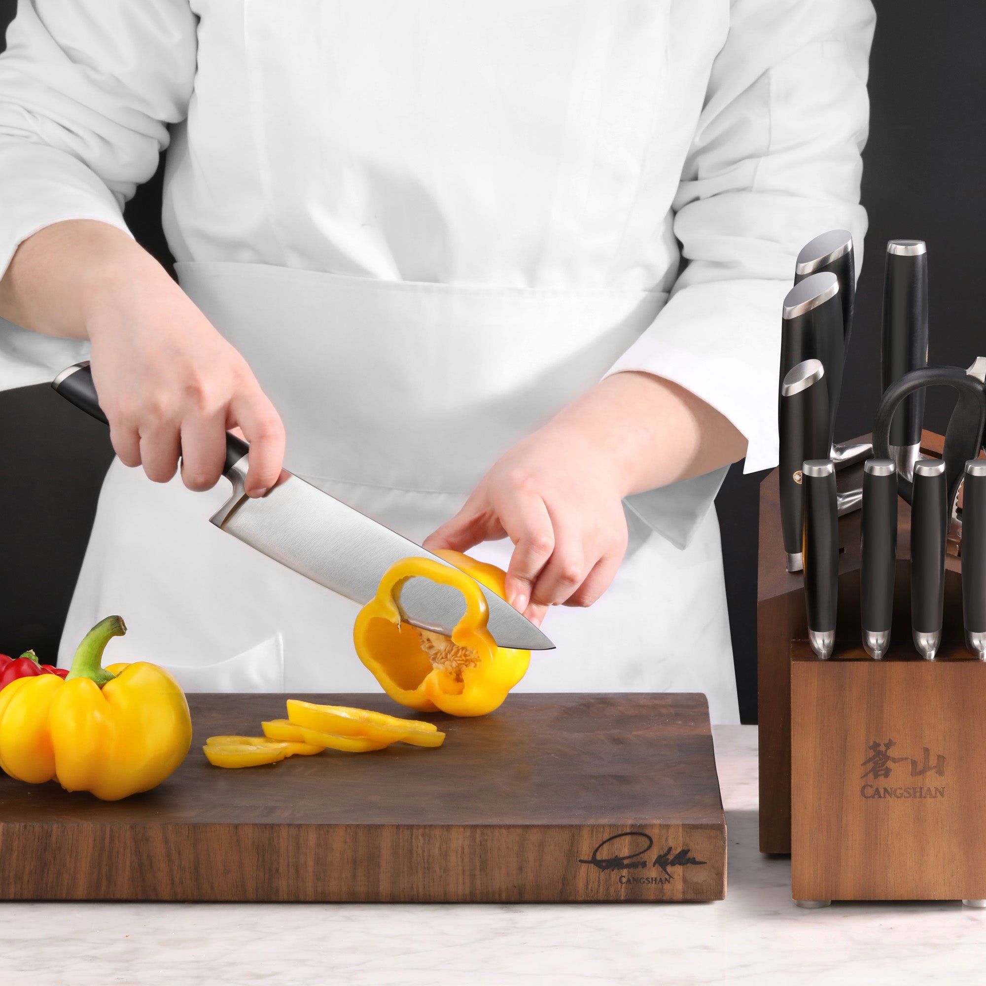 L & L1 Series 12-Piece Knife Block Set with 4 Steak Knives, Forged German Steel