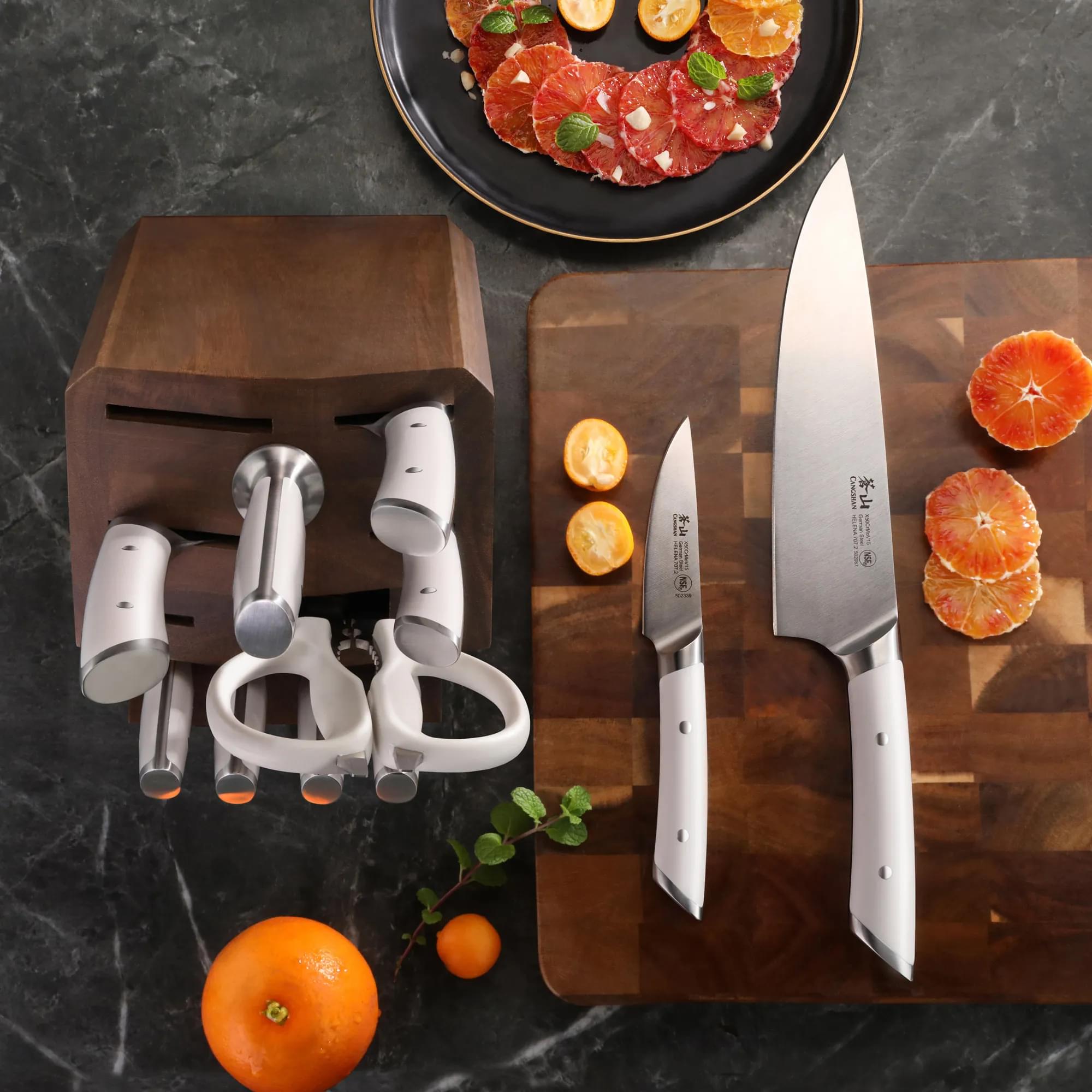 HELENA Series 12-Piece Knife Block Set, Forged German Steel, Acacia Block