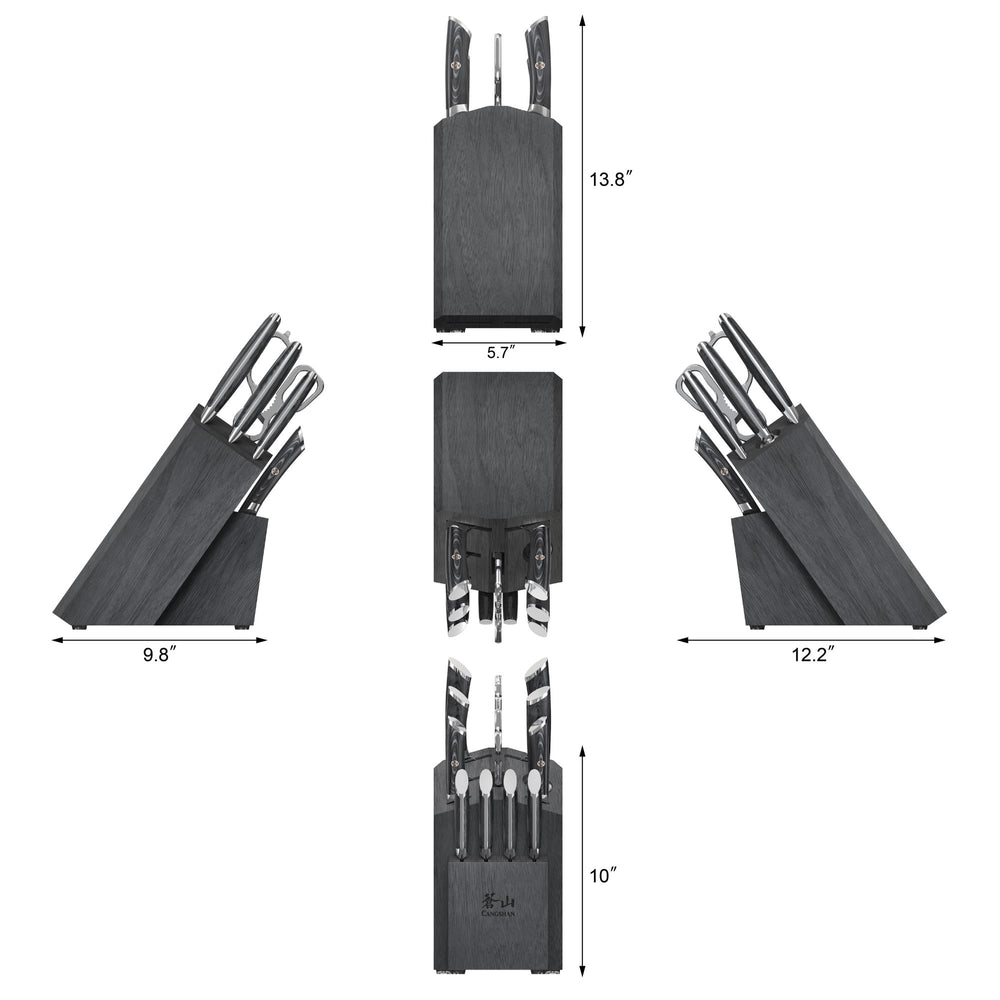 
                  
                    Load image into Gallery viewer, KURO Series 12-Piece Knife Block Set, High Carbon X-7 Damascus Steel, 504340
                  
                