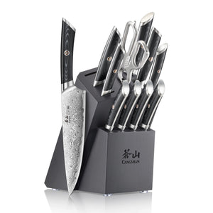 
                  
                    Load image into Gallery viewer, KURO Series 12-Piece Knife Block Set, High Carbon X-7 Damascus Steel, 504340
                  
                