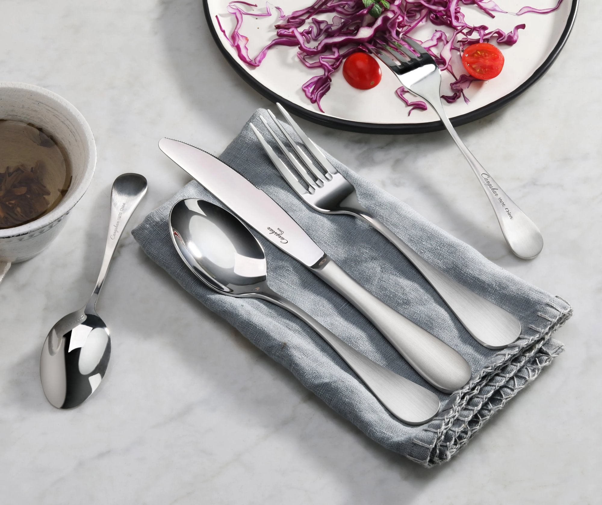 RAIN Series Salad Fork, Stainless Steel, Matte Finish Handles, 504845