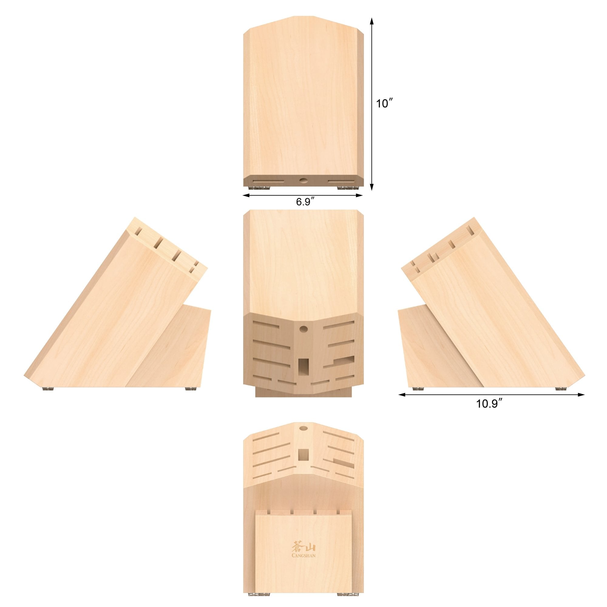 Empty Knife Block, 16-Slot Organizer, Maple, 505583
