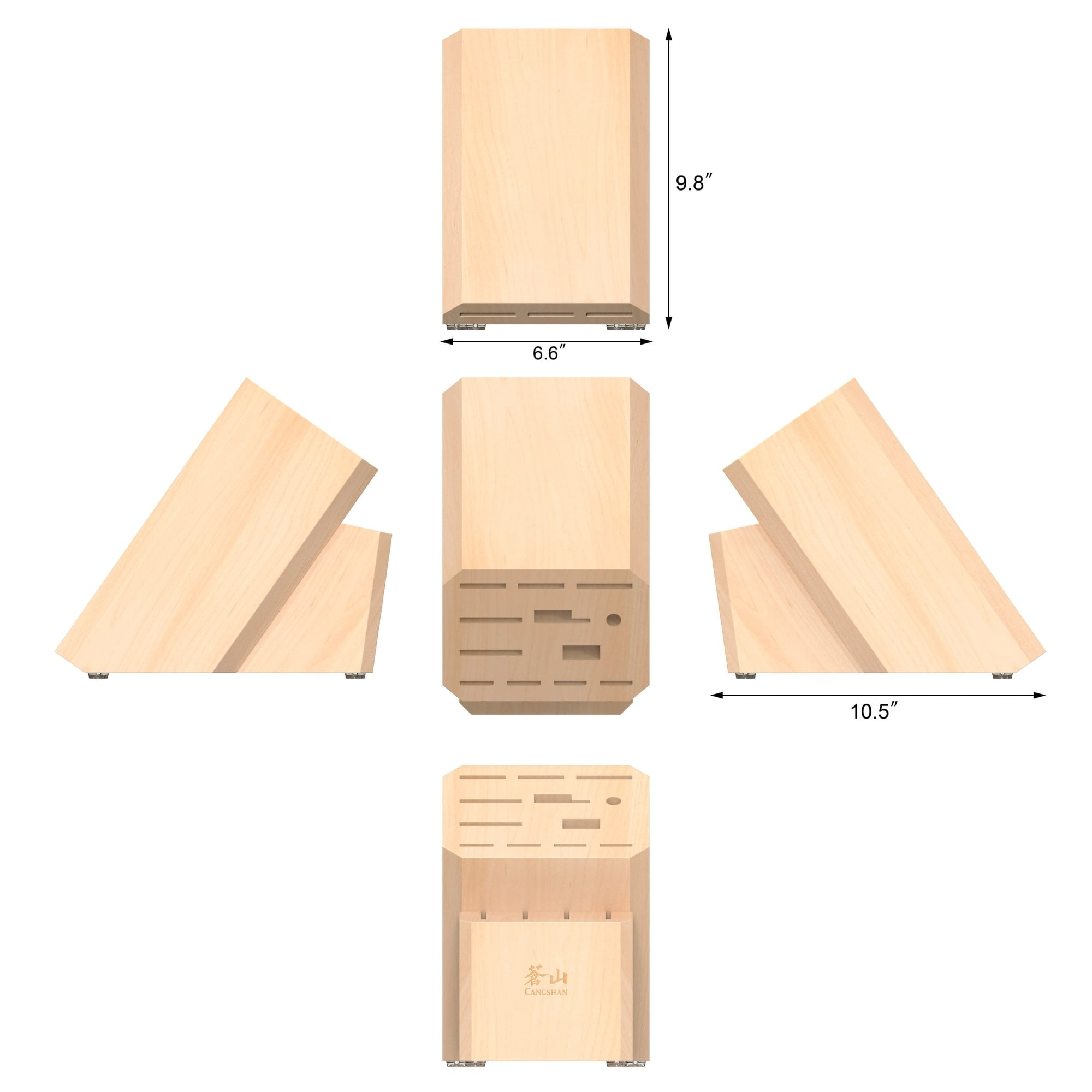 Empty Knife Block, 16-Slot Organizer, Flat Top, Maple, 505569