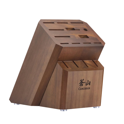 Empty Knife Block, 16-Slot Organizer, Flat Top, Acacia, 505552