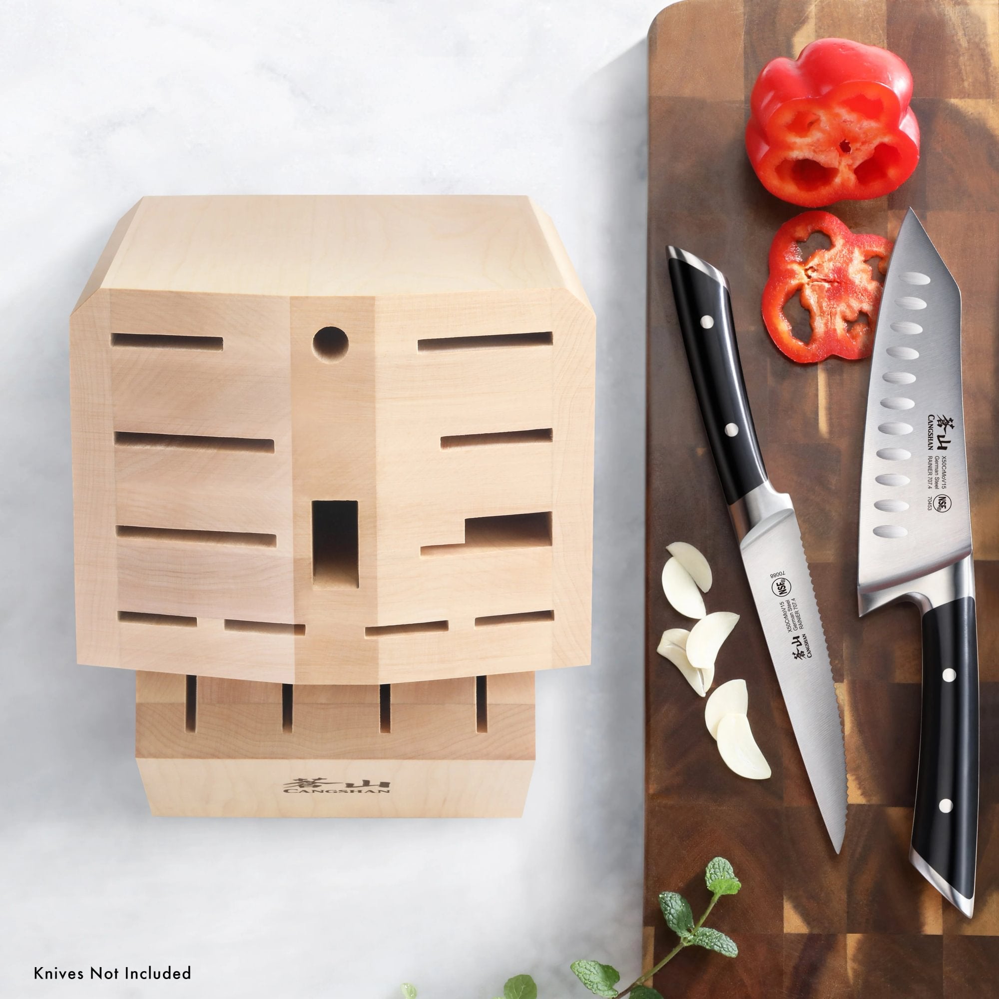 Empty Knife Block, 16-Slot Organizer, Maple, 505583
