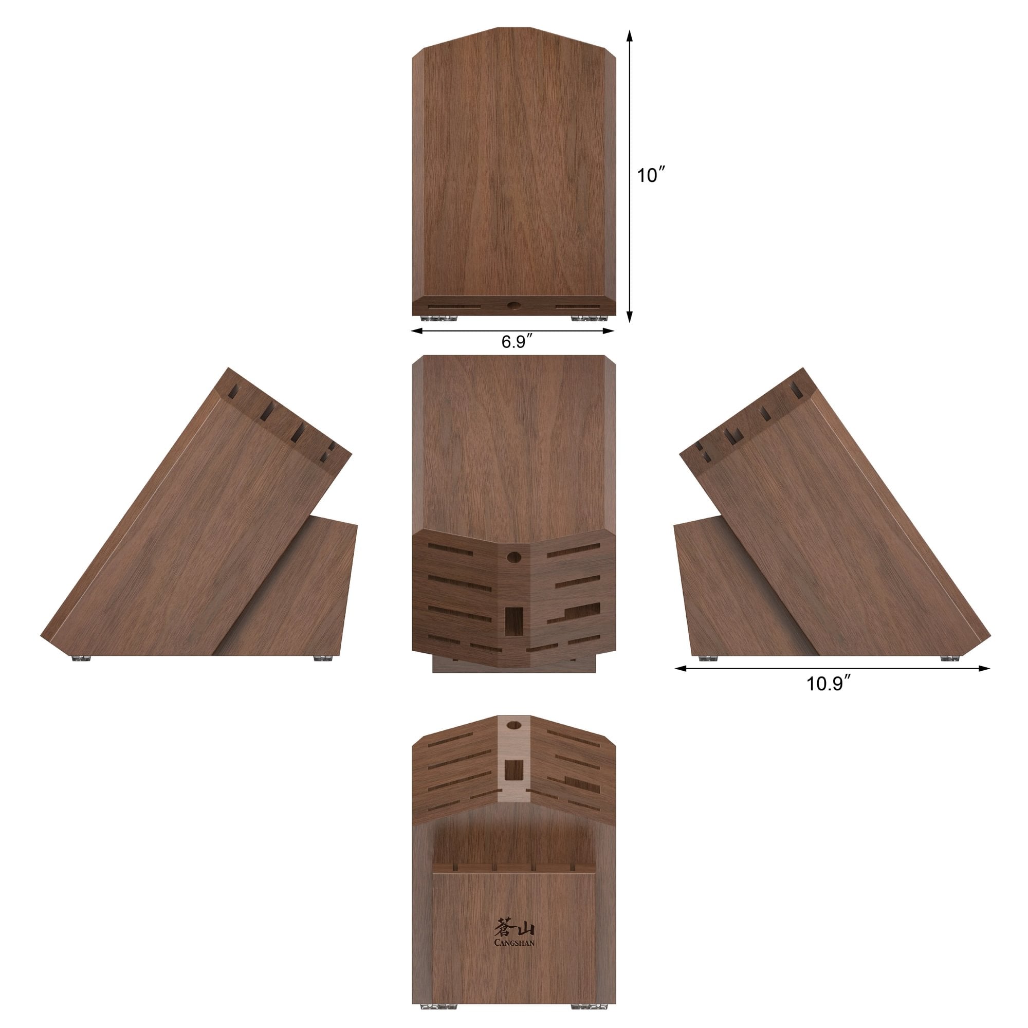 Empty Knife Block, 16-Slot Organizer, Angled Top, Acacia, 505576