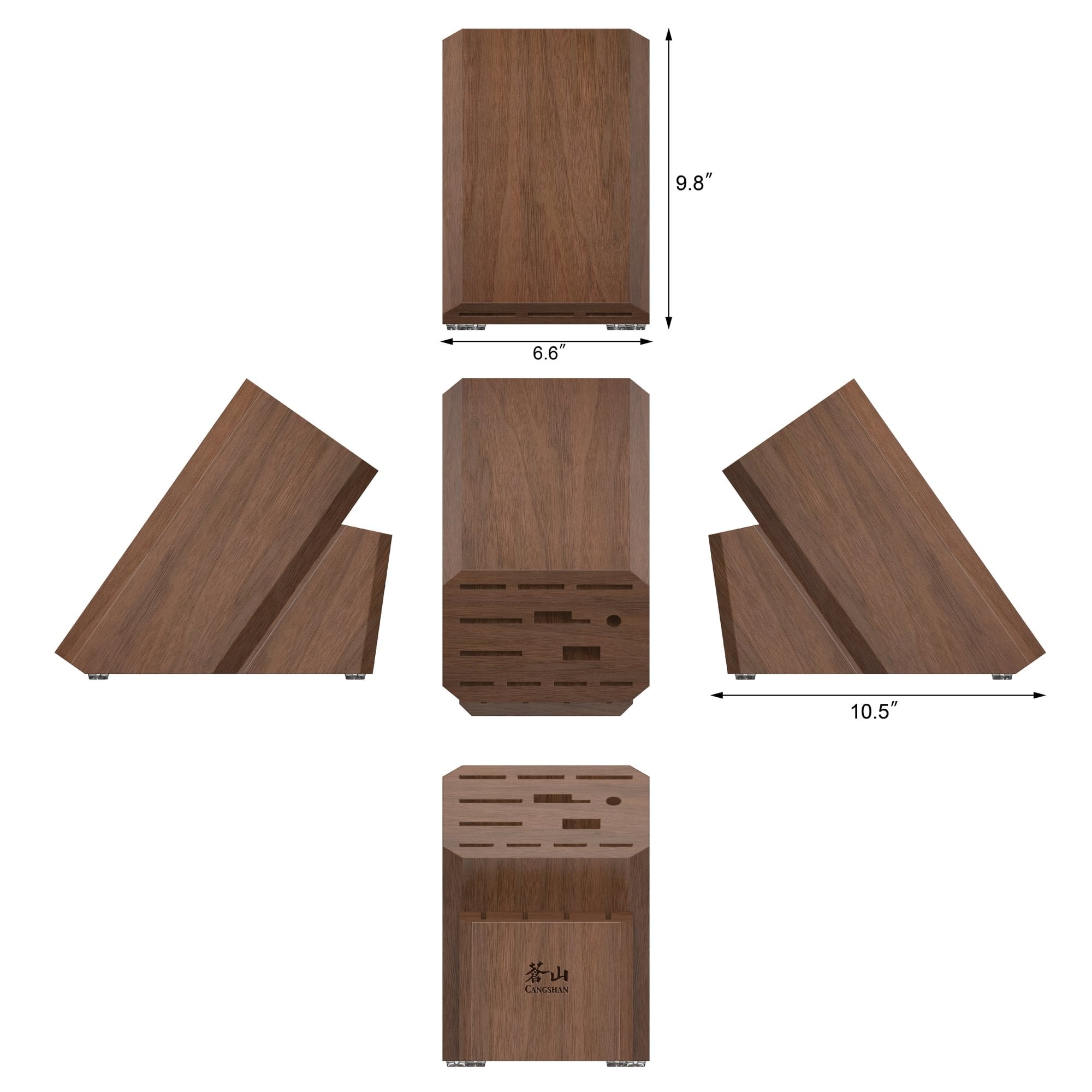 Empty Knife Block, 16-Slot Organizer, Flat Top, Acacia, 505552