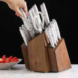 
                  
                    Load image into Gallery viewer, L&amp;amp;L1 Series 17-Piece SHAN Knife Block Set, Forged German Steel, Black, 1026788
                  
                