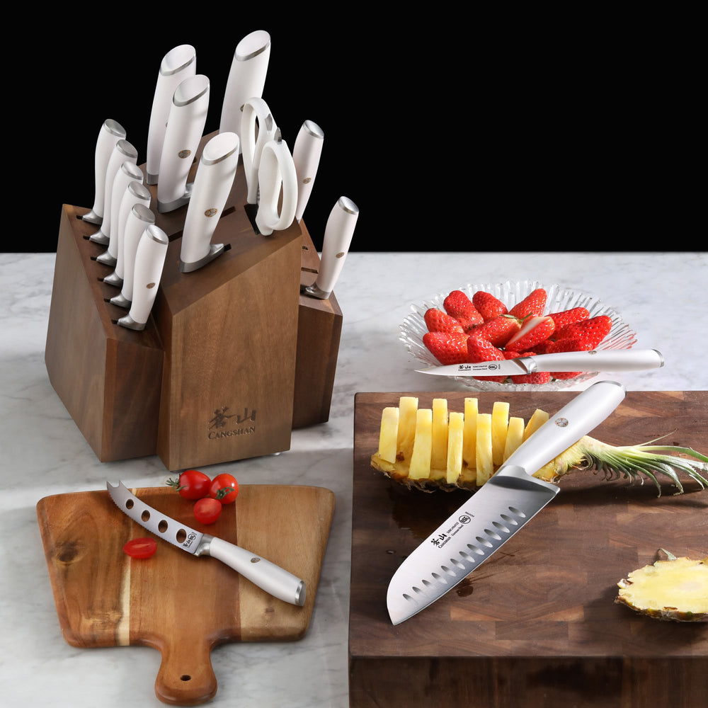 
                  
                    Load image into Gallery viewer, L&amp;amp;L1 Series 17-Piece SHAN Knife Block Set, Forged German Steel, Black, 1026788
                  
                