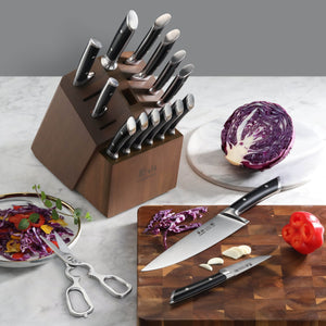 
                  
                    Load image into Gallery viewer, OLYMPUS Series 17-Piece Knife Block Set, German Steel, Wood Block
                  
                