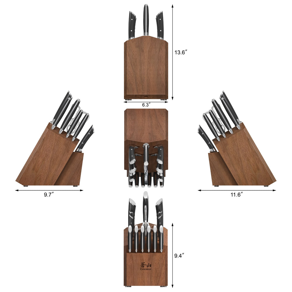 
                  
                    Load image into Gallery viewer, OLYMPUS Series 17-Piece Knife Block Set, German Steel, Wood Block
                  
                