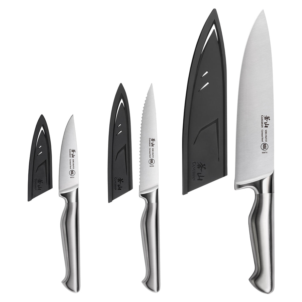 Cangshan L Series 1026917 German Steel Forged 3-Piece Starter Knife Set, Black