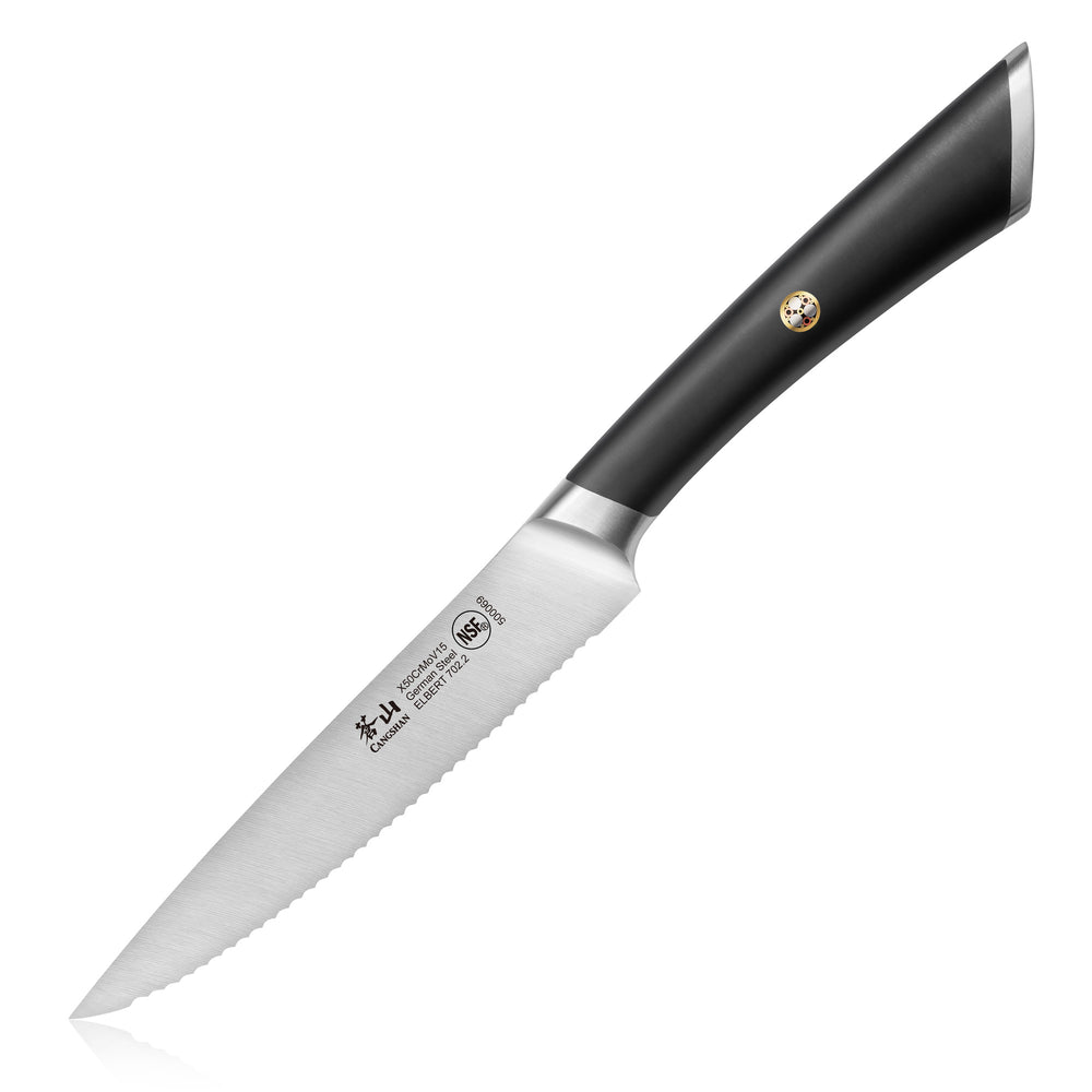 
                  
                    Load image into Gallery viewer, ELBERT Series 5-Inch Serrated Utility Knife, Forged German Steel
                  
                