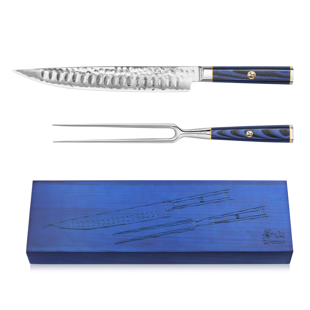 
                  
                    Load image into Gallery viewer, KITA Series 2-Piece Carving Set, High Carbon X-7 Damascus Steel, 501516
                  
                