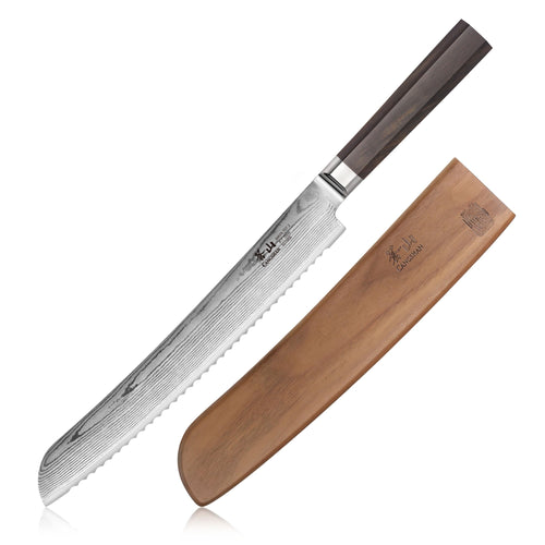 Maya Series 501868 X-7 Damascus Steel 9-inch Bread Knife with Sheath