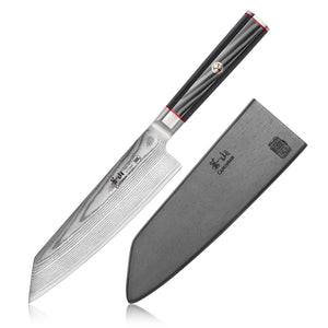 
                  
                    Load image into Gallery viewer, Cangshan YARI Series 501233 X-7 Damascus Steel 7-inch Kiritsuke Knife with Sheath
                  
                
