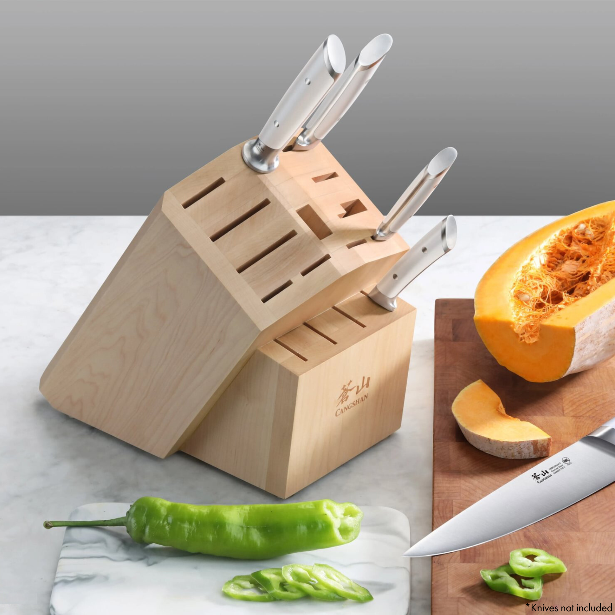 Empty Knife Block, 16-Slot Organizer, Maple, 505583