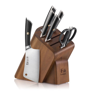 Cleaver Knife Set 5 Pcs, Chinese Chef Knife Set with Block, German Steel  Asin Knives Set with Shears, 2023 Gifts For Women and Men