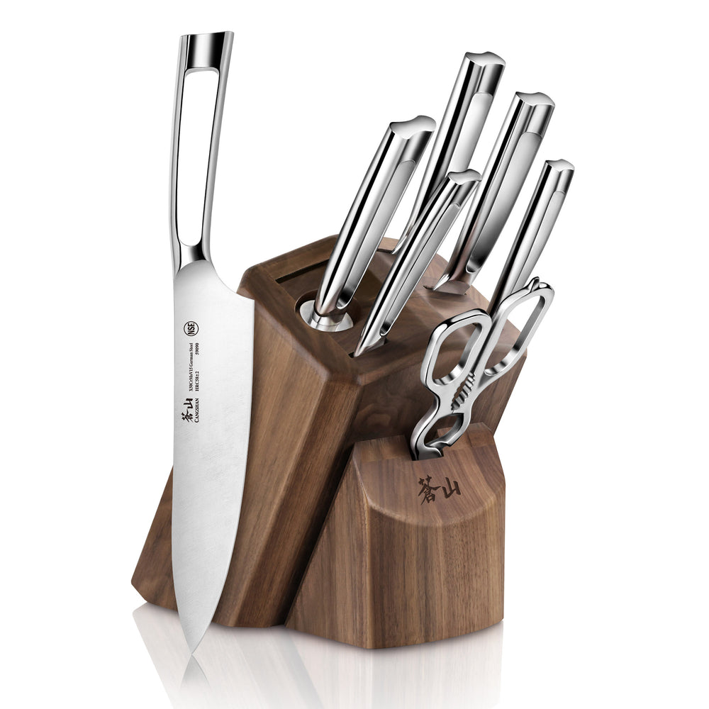 8-Pieces Kitchen Knife Block Set, ENOKING Stainless Steel Knives Set