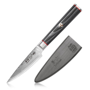 
                  
                    Load image into Gallery viewer, YARI Series 3.5-Inch Paring Knife with Sheath, X-7 Damascus Steel, 501271
                  
                