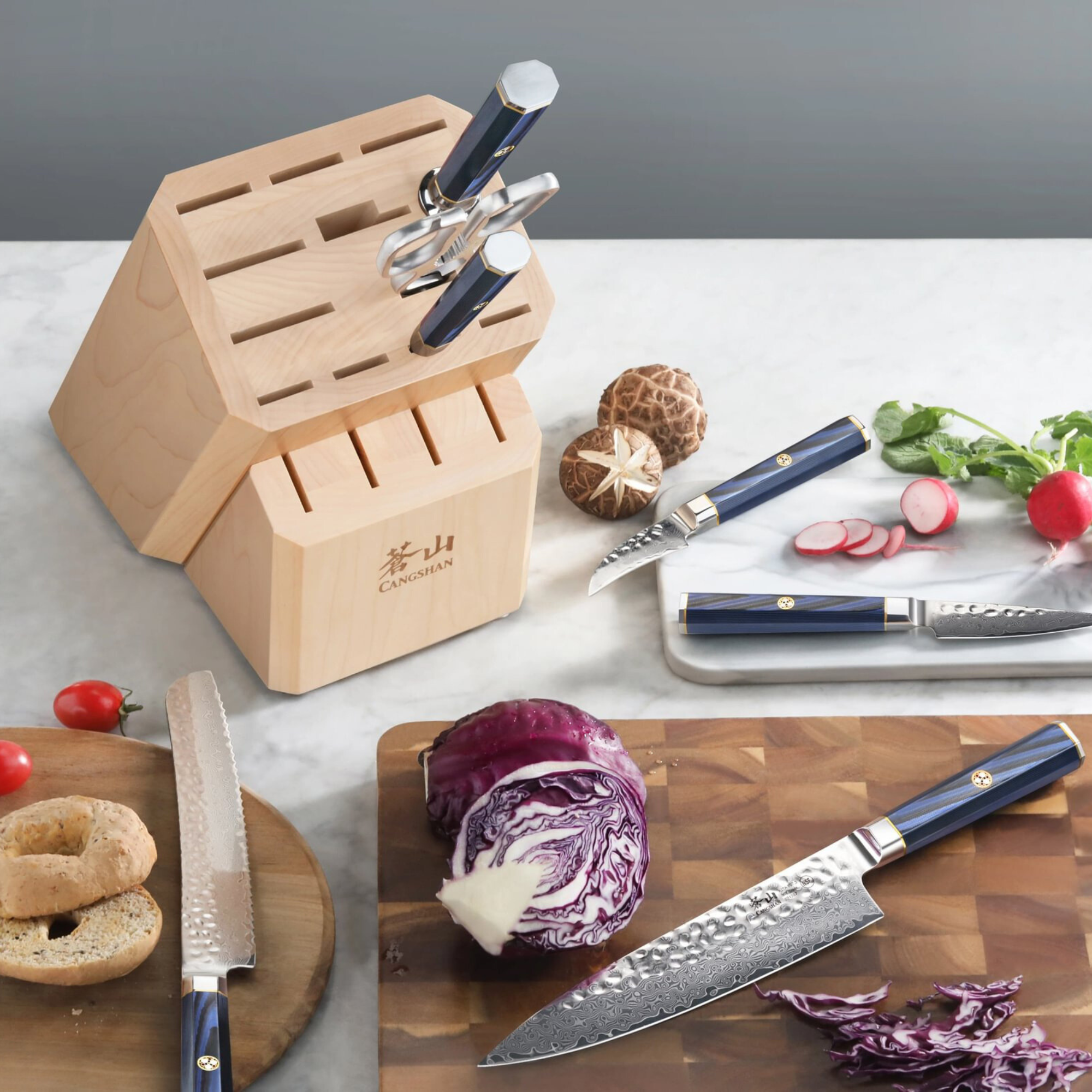 Empty Knife Block, 16-Slot Organizer, Flat Top, Maple, 505569