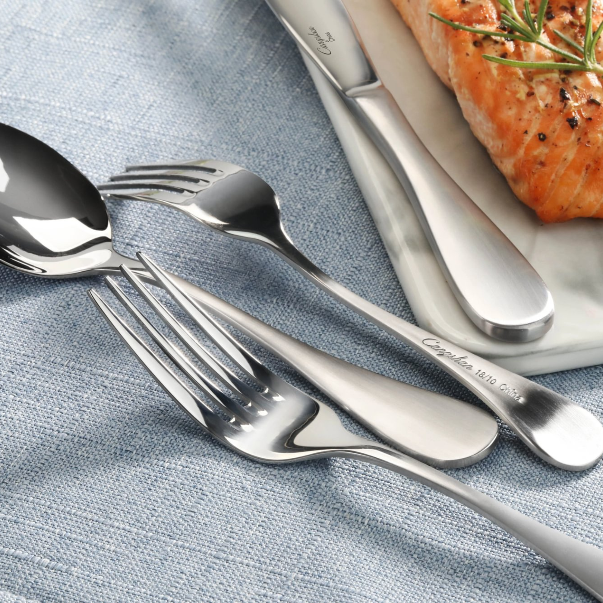RAIN Series Bouillon Spoon, Stainless Steel, Matte Finish Handles, 504890
