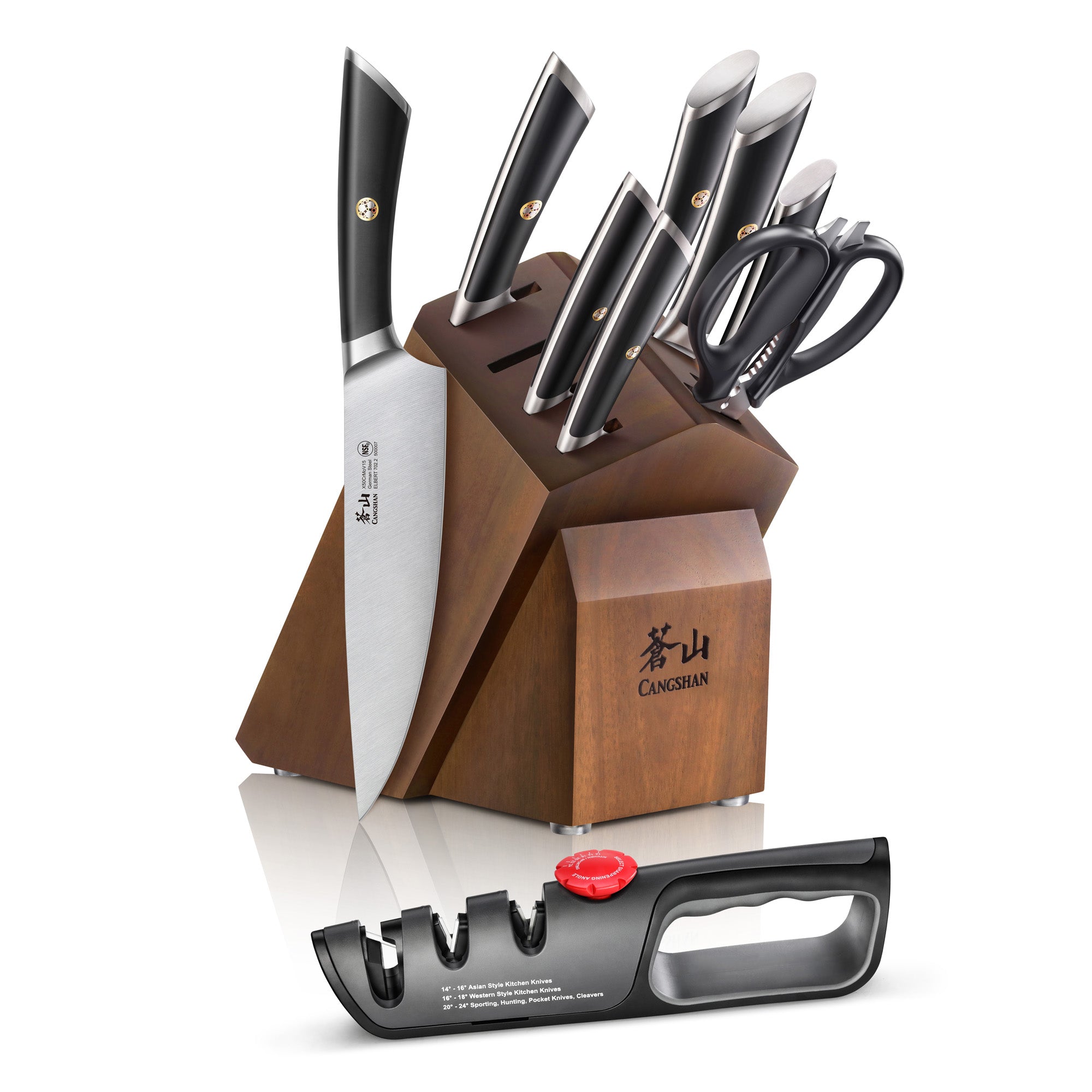 ELBERT Series Cangshan Block Cutlery Set, German Steel 10-Piece Knife Forged Company –