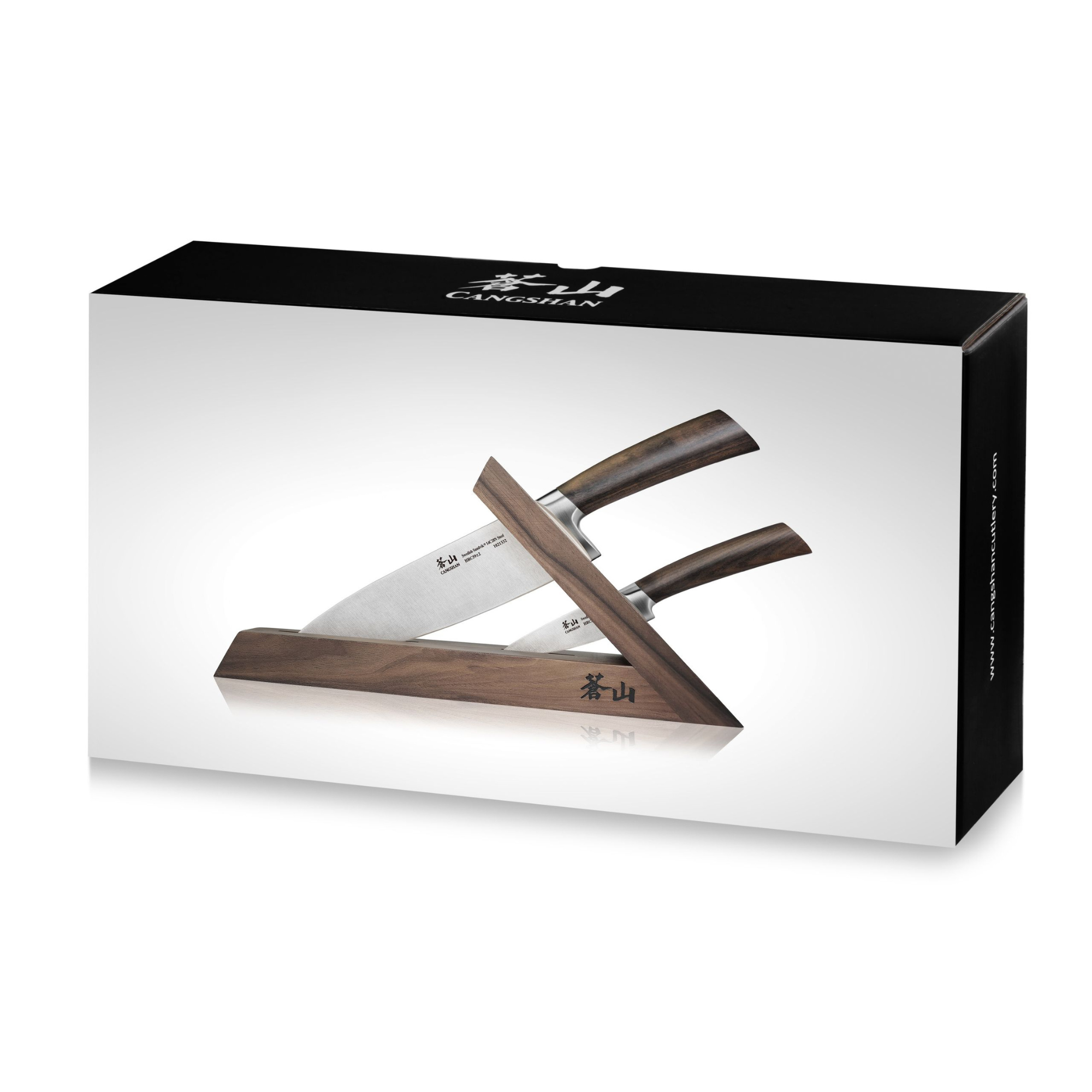 TA Series 3-Piece TAI Knife Block Set, Forged Swedish 14C28N Steel, Walnut Block, 1021356
