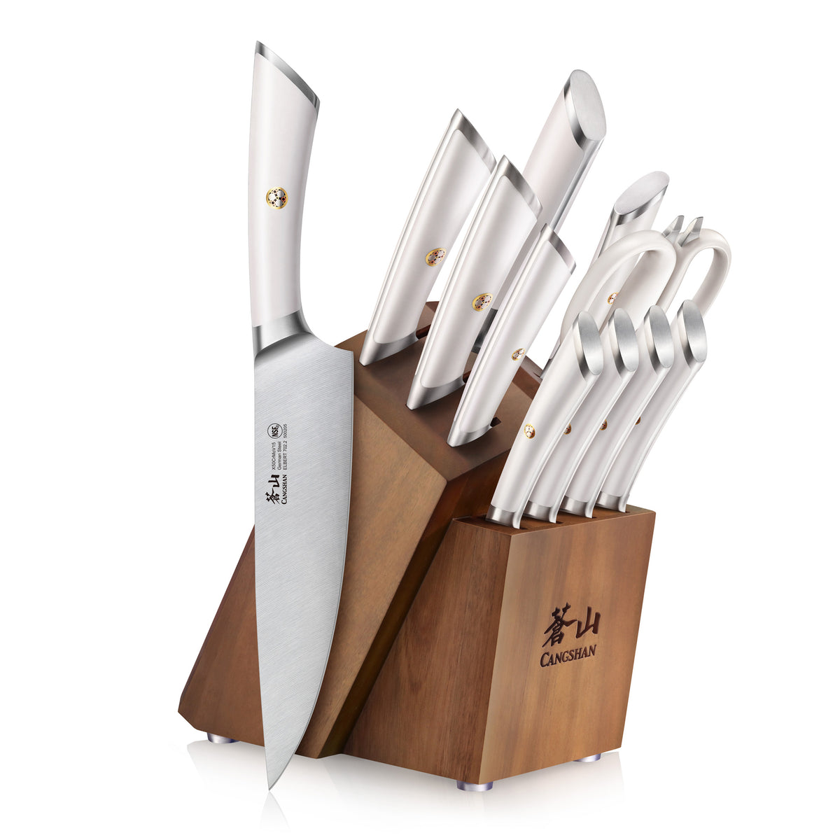Cangshan ELBERT Messerblock-Set | 20-teilig | Geschmiedet Aus Deutschem X50CrMoV15-Stahl | Schwarz