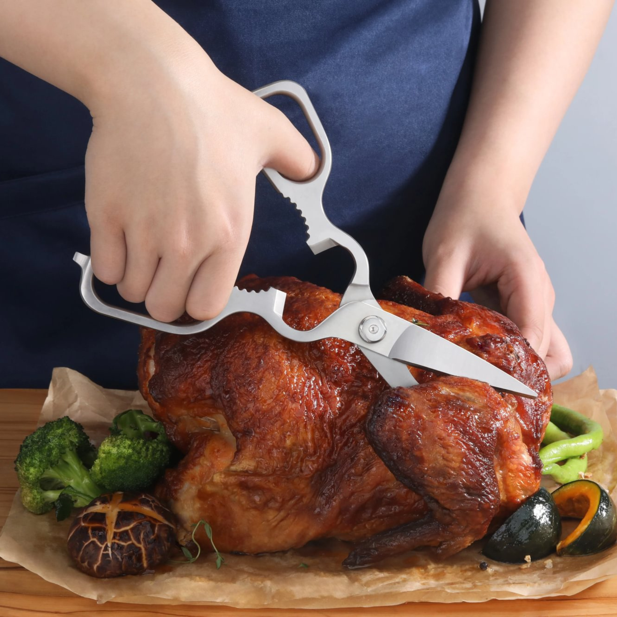 D Shape 9-Inch Shears Satin Finish, Forged 3Cr13 Stainless Steel, 1021233