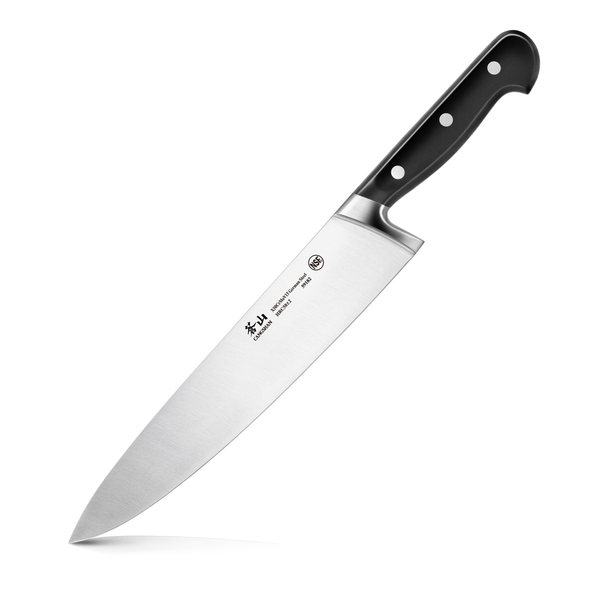 Cangshan Alps Series 502735 German Steel Forged 8-Inch Chef's Knife with Sheath, Black