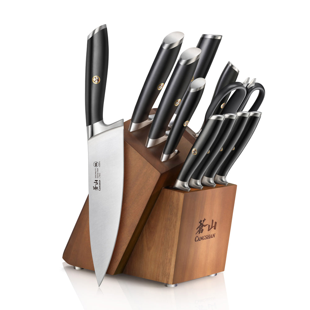 Beautiful 12-piece Forged Kitchen Knife Set in White with Wood